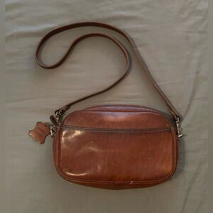Brown Leather Crossbody Shoulder Camera Bag Detachable Strap